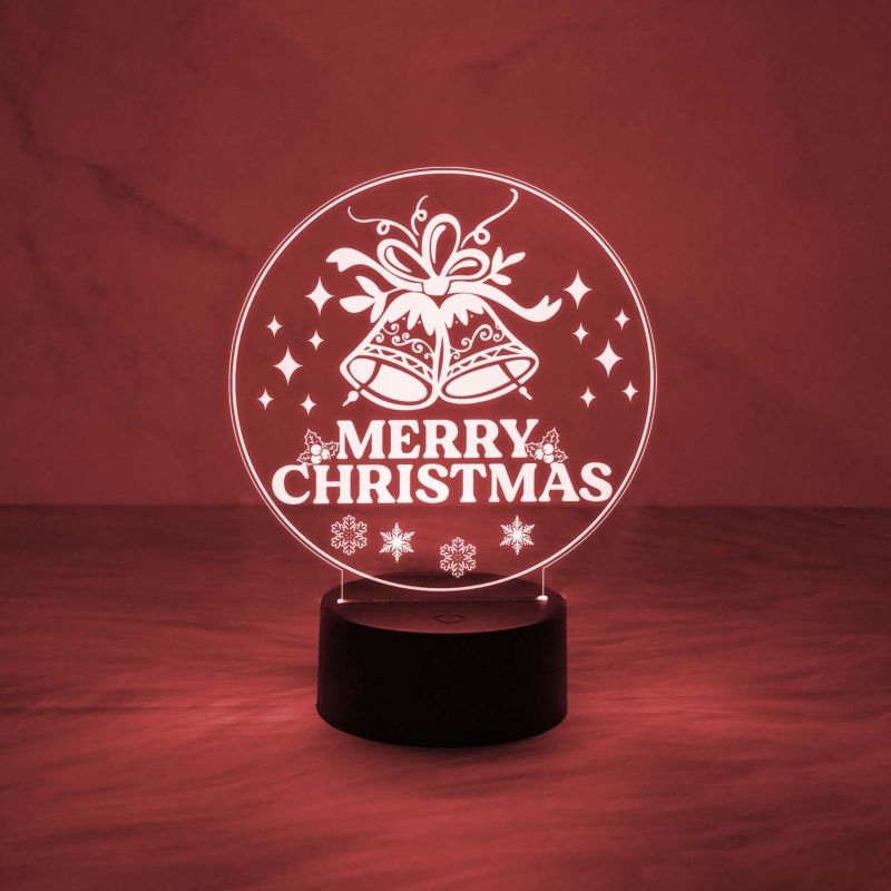 3D Illusion Merry Christmas Gifts Night Light | Merry Christmas Acrylic USB Night Lamp | Gifts for Christmas Decorations