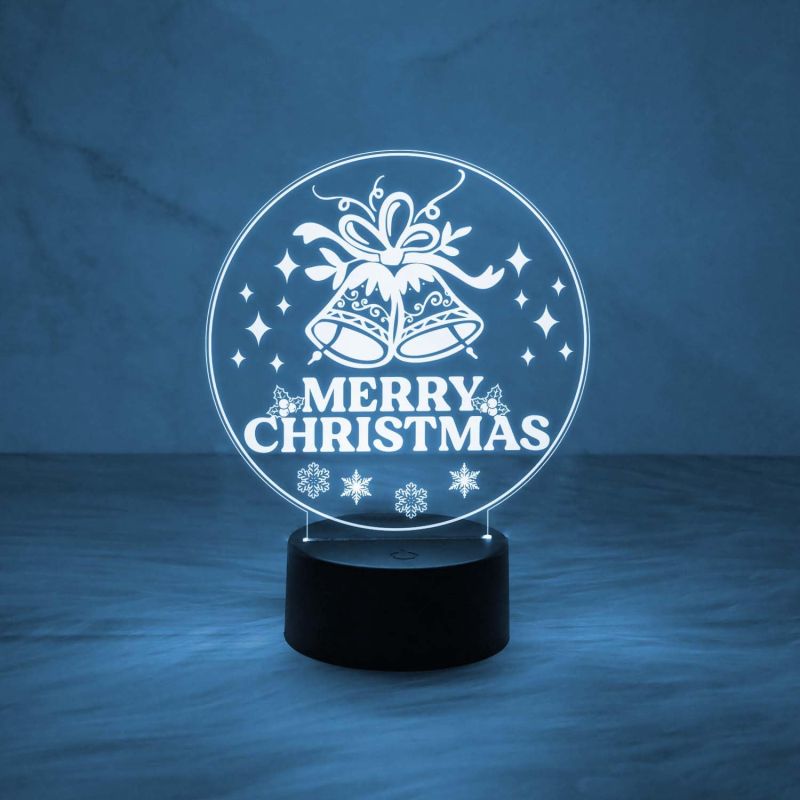 3D Illusion Merry Christmas Gifts Night Light | Merry Christmas Acrylic USB Night Lamp | Gifts for Christmas Decorations