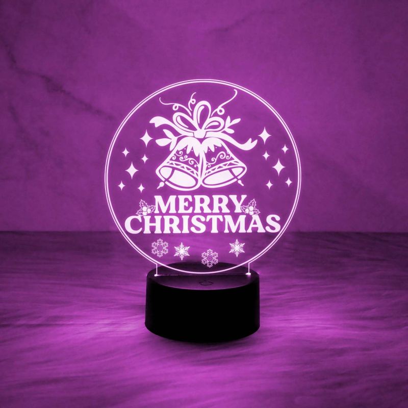 3D Illusion Merry Christmas Gifts Night Light | Merry Christmas Acrylic USB Night Lamp | Gifts for Christmas Decorations