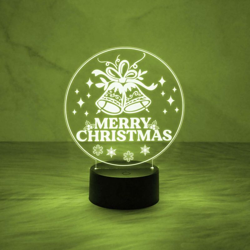 3D Illusion Merry Christmas Gifts Night Light | Merry Christmas Acrylic USB Night Lamp | Gifts for Christmas Decorations