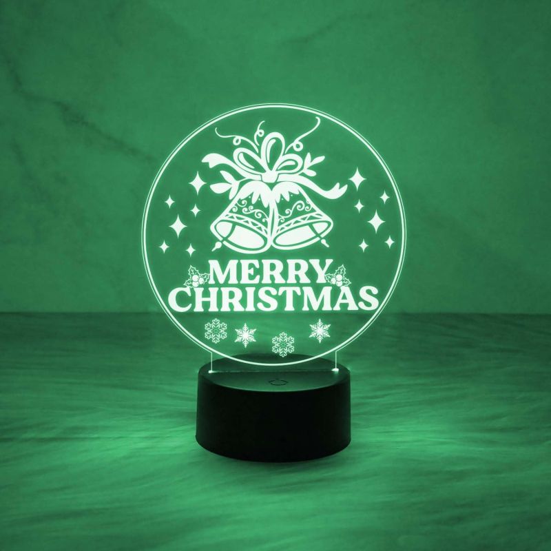 3D Illusion Merry Christmas Gifts Night Light | Merry Christmas Acrylic USB Night Lamp | Gifts for Christmas Decorations