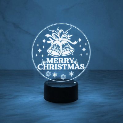 3D Illusion Merry Christmas Gifts Night Light | Merry Christmas Acrylic USB Night Lamp | Gifts for Christmas Decorations
