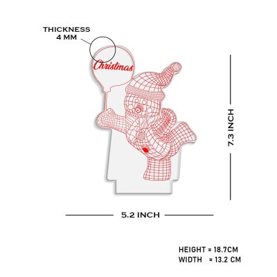 Christmas 3D Illusion Snowman Night Lamp Warm White Light with On/Off Touch Button | Christmas Gift for Kids