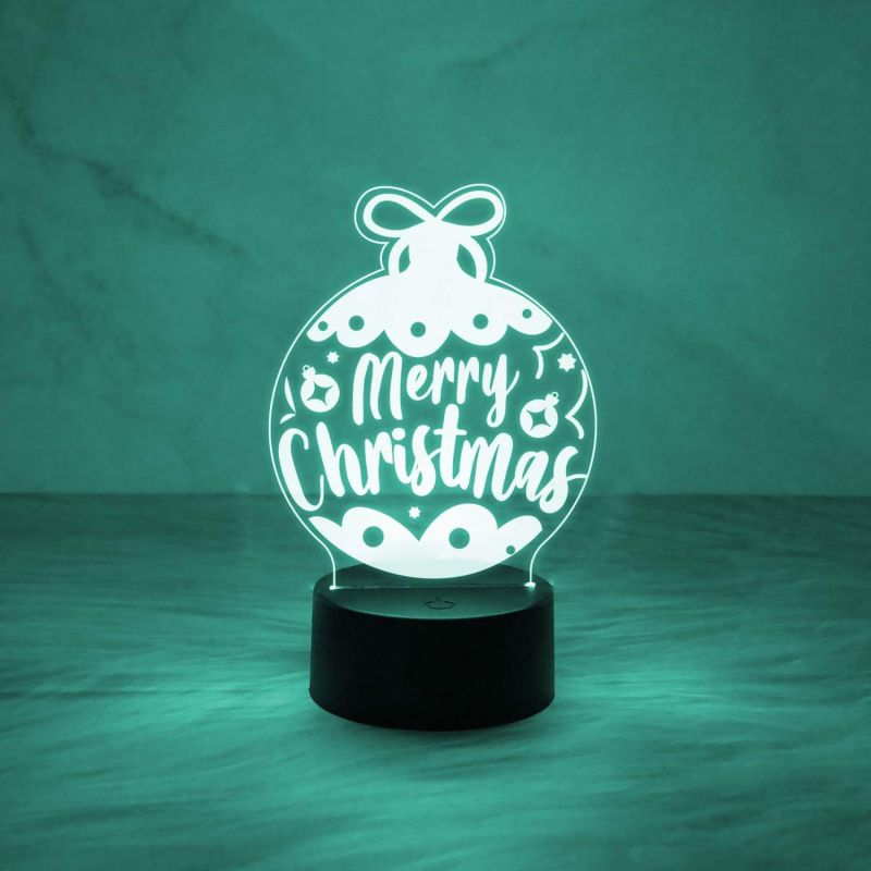 Merry Christmas Acrylic Led Lamp with 7 Color Changing Light & On/Off Touch Button | USB Powered