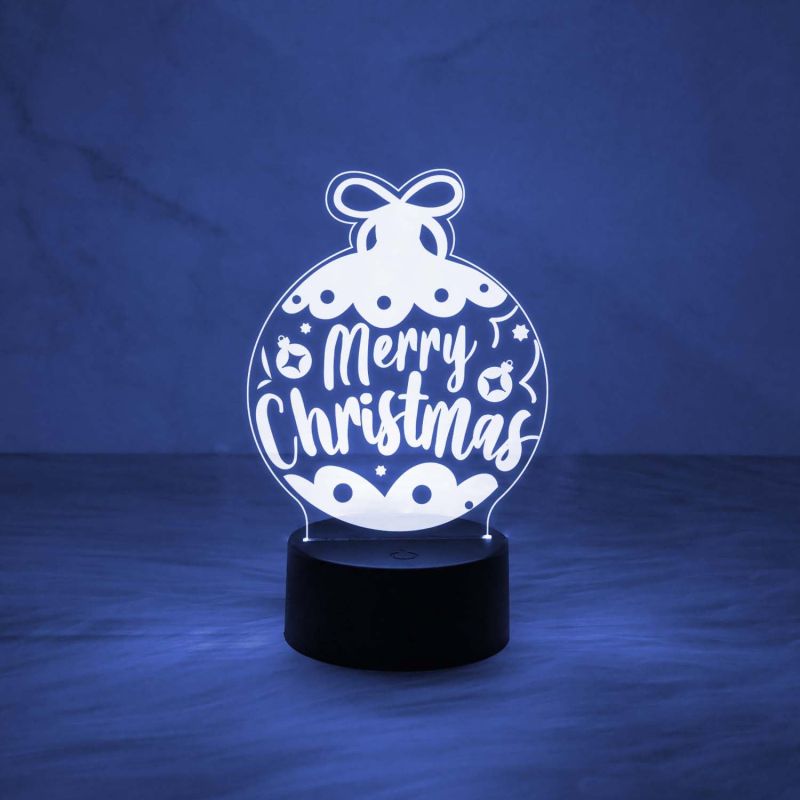 Merry Christmas Acrylic Led Lamp with 7 Color Changing Light & On/Off Touch Button | USB Powered