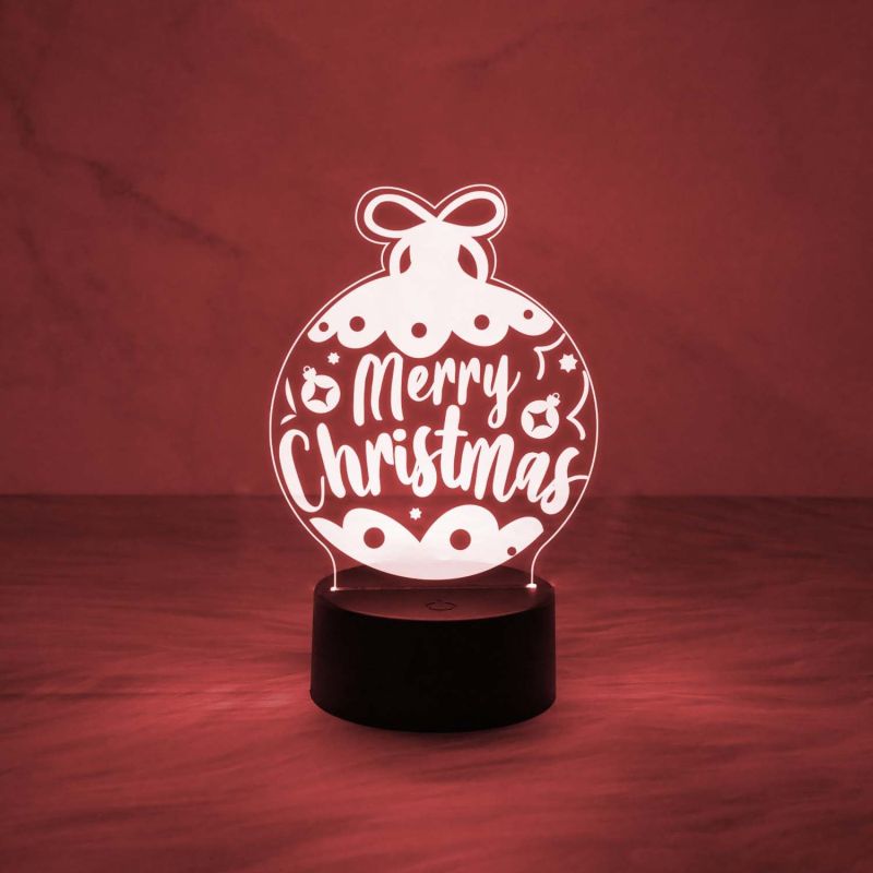 Merry Christmas Acrylic Led Lamp with 7 Color Changing Light & On/Off Touch Button | USB Powered