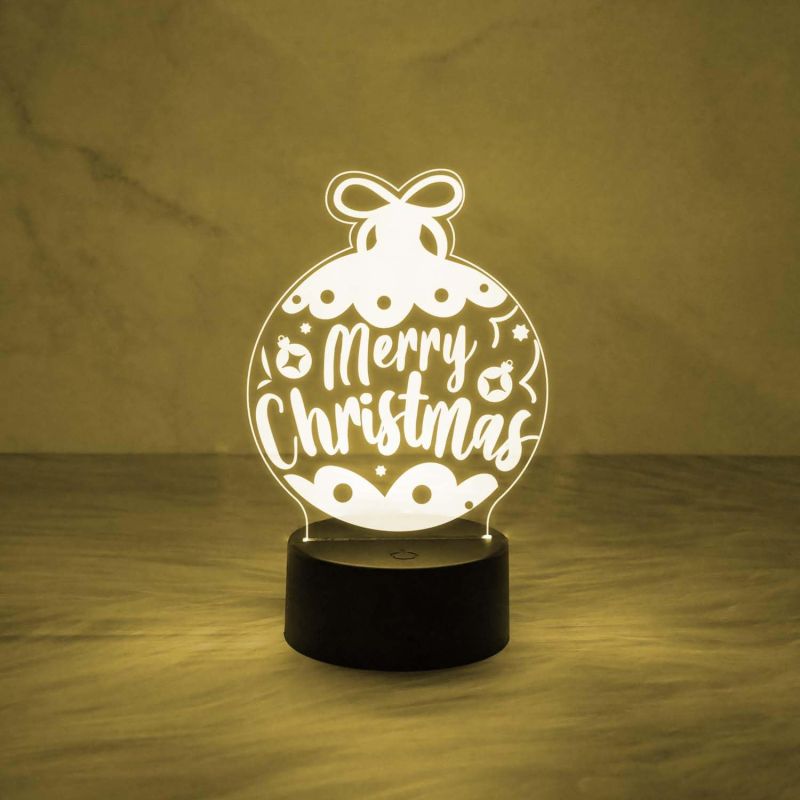 Merry Christmas Acrylic Led Lamp with 7 Color Changing Light & On/Off Touch Button | USB Powered