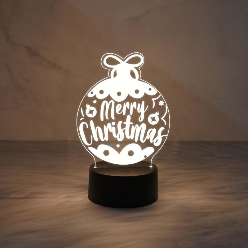 Merry Christmas Acrylic Led Lamp with Warm White Light & On/Off Touch Button | USB Powered