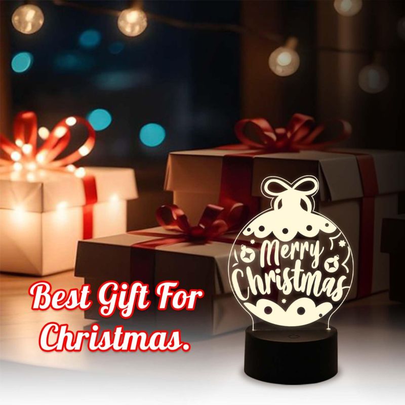 Merry Christmas Acrylic Led Lamp with Warm White Light & On/Off Touch Button | USB Powered