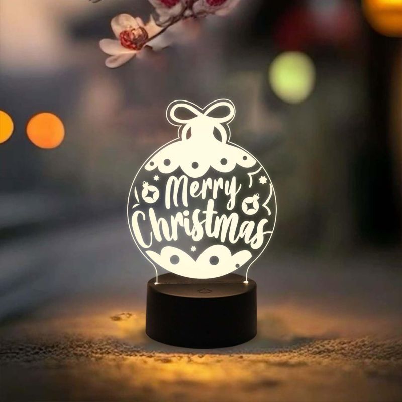 Merry Christmas Acrylic Led Lamp with Warm White Light & On/Off Touch Button | USB Powered