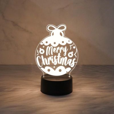 Merry Christmas Acrylic Led Lamp with Warm White Light & On/Off Touch Button | USB Powered