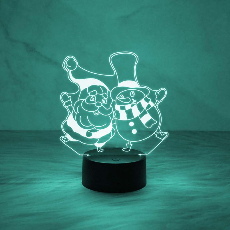 3D Illusion Santa Claus Night Lamp with Automatic Color Changing Light & On/Off Touch Button | Gift for Kids