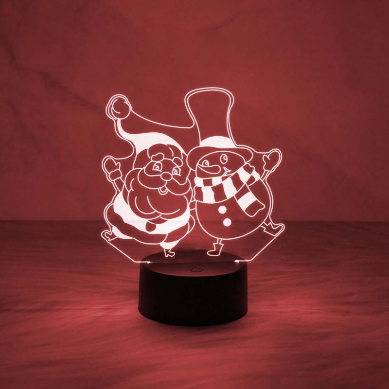 3D Illusion Santa Claus Night Lamp with Automatic Color Changing Light & On/Off Touch Button | Gift for Kids