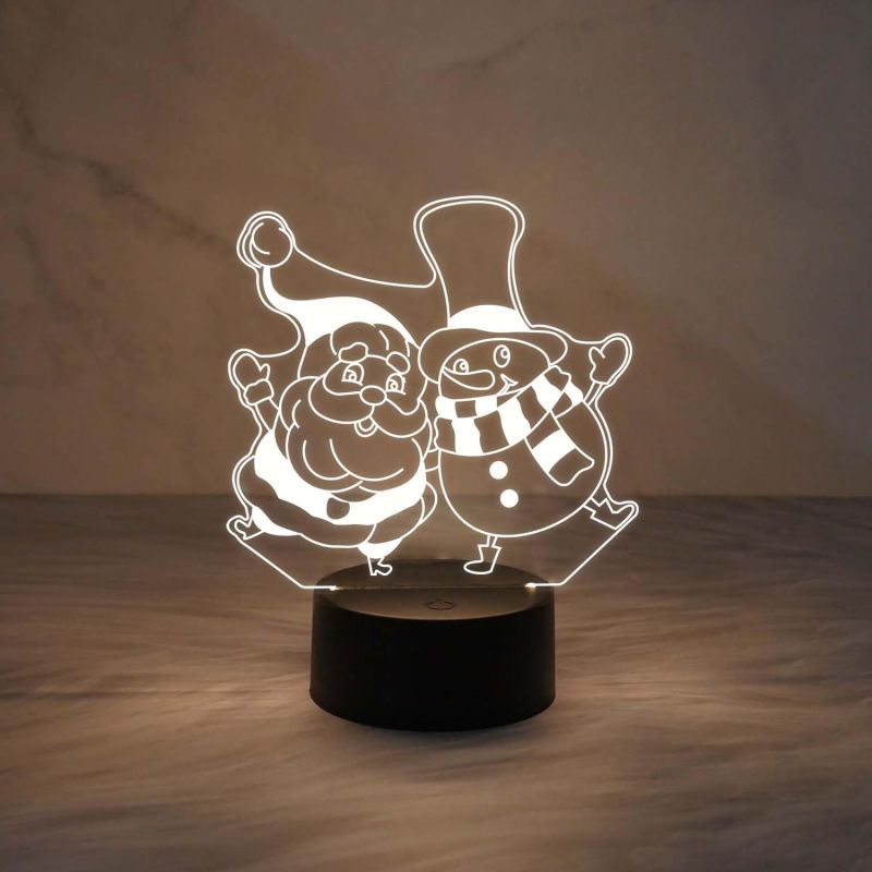 3D Illusion Santa Claus Night Lamp with Warm White Light & On/Off Touch Button | Gift for Kids