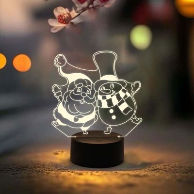 3D Illusion Santa Claus Night Lamp with Warm White Light & On/Off Touch Button | Gift for Kids