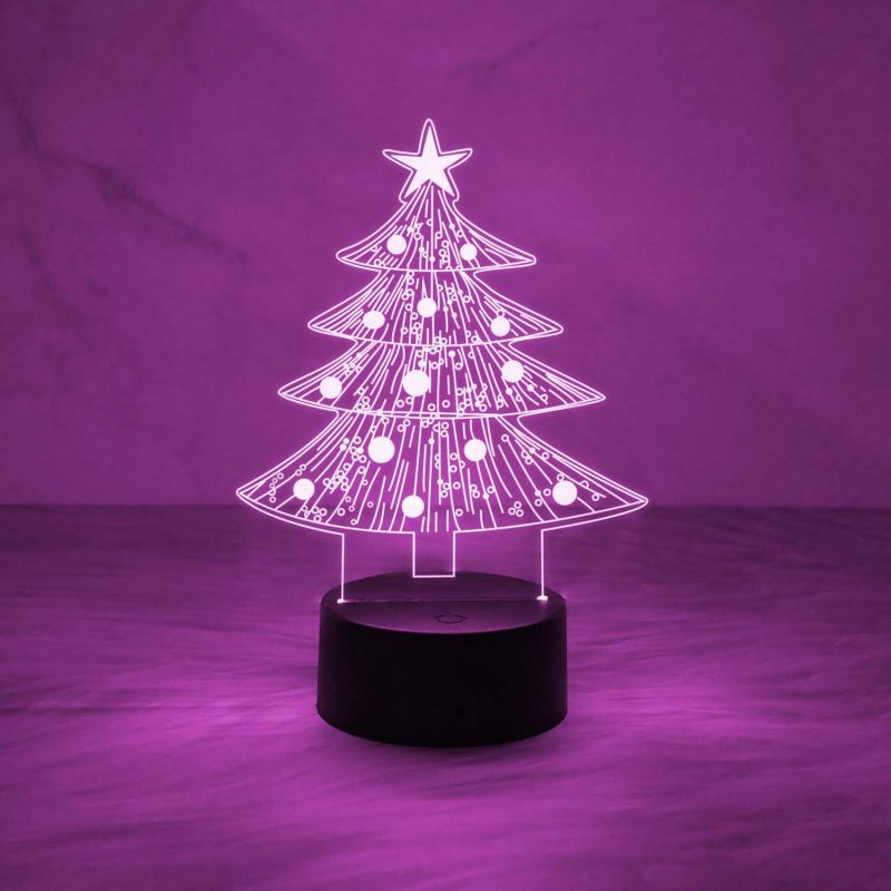3D Illusion Christmas Tree Night Lamp Christmas Decorations with Led Light with Multicolored Light & On/Off Touch Button | USB Powered