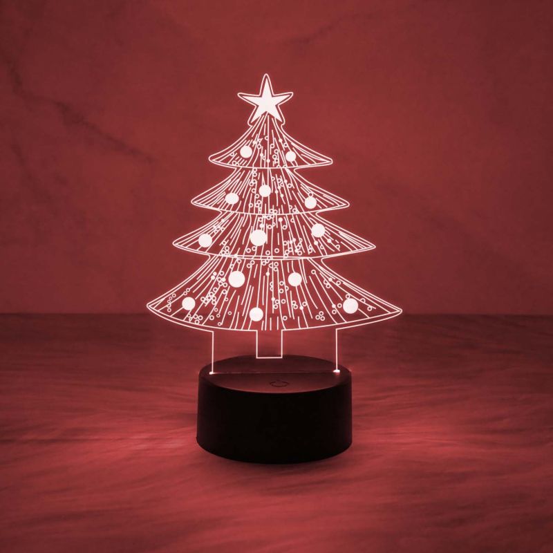 3D Illusion Christmas Tree Night Lamp Christmas Decorations with Led Light with Multicolored Light & On/Off Touch Button | USB Powered