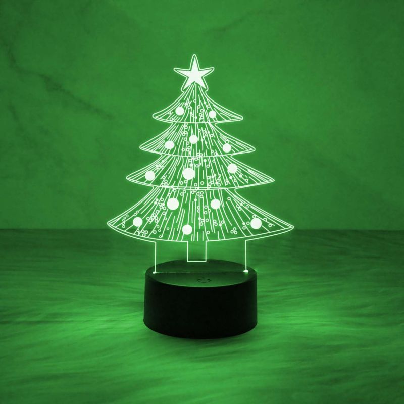 3D Illusion Christmas Tree Night Lamp Christmas Decorations with Led Light with Multicolored Light & On/Off Touch Button | USB Powered