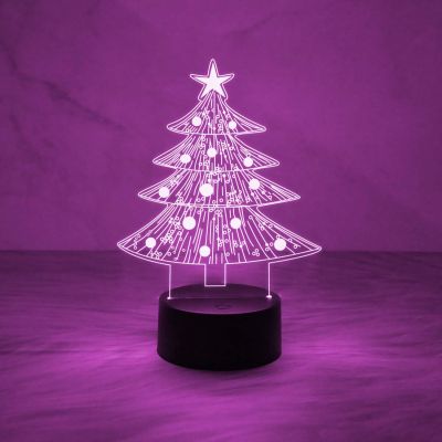 3D Illusion Christmas Tree Night Lamp Christmas Decorations with Led Light with Multicolored Light & On/Off Touch Button | USB Powered