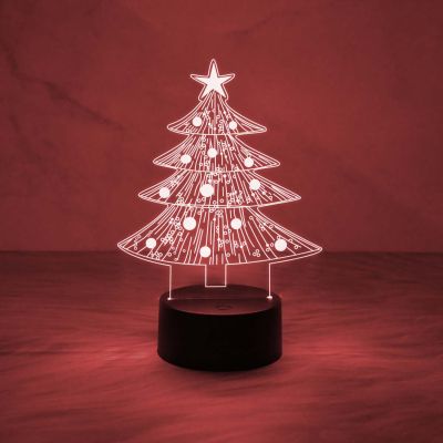3D Illusion Christmas Tree Night Lamp Christmas Decorations with Led Light with Multicolored Light & On/Off Touch Button | USB Powered
