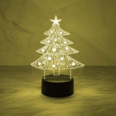 3D Illusion Christmas Tree Night Lamp Christmas Decorations with Led Light with Multicolored Light & On/Off Touch Button | USB Powered