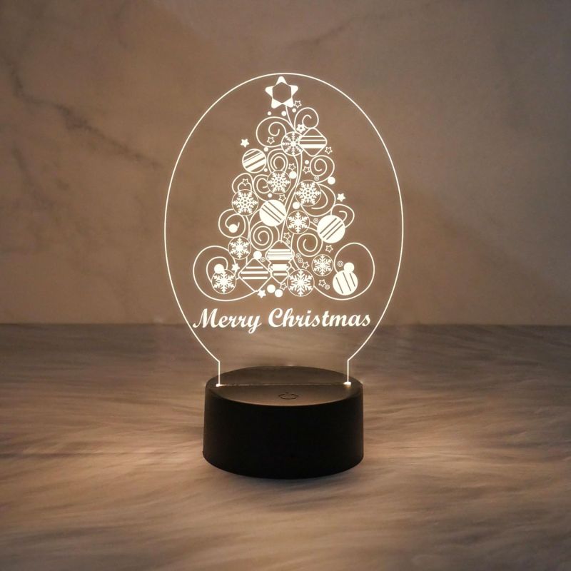 Merry Christmas Tree Night Light Christmas Decorations with Led Light with Warm White Light & On/Off Touch Button