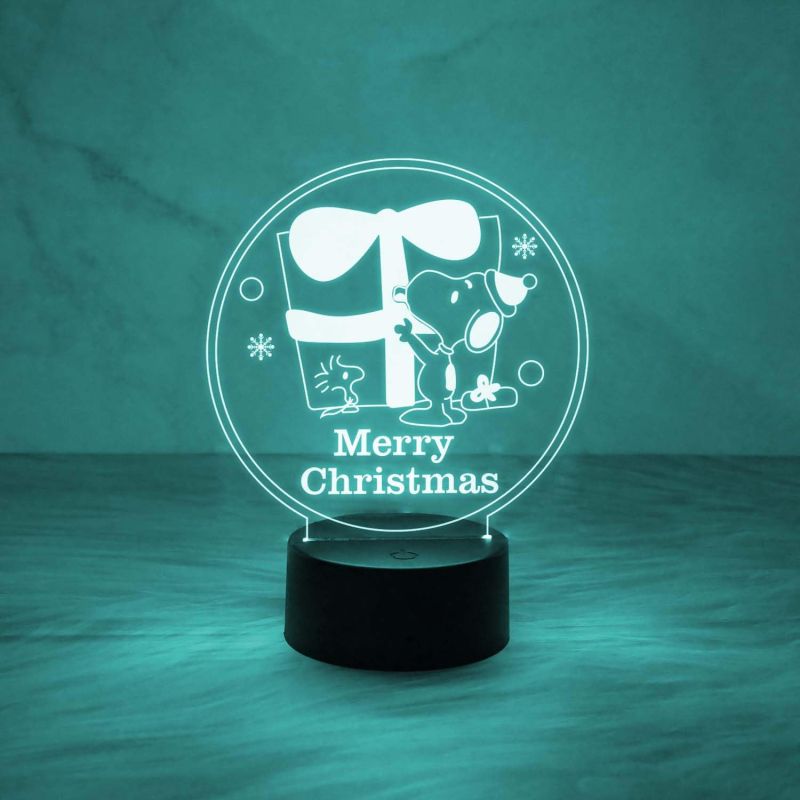 3D Illusion Merry Christmas Acrylic Night Lamp Decorations with USB Powered & Automatic Color Changing
