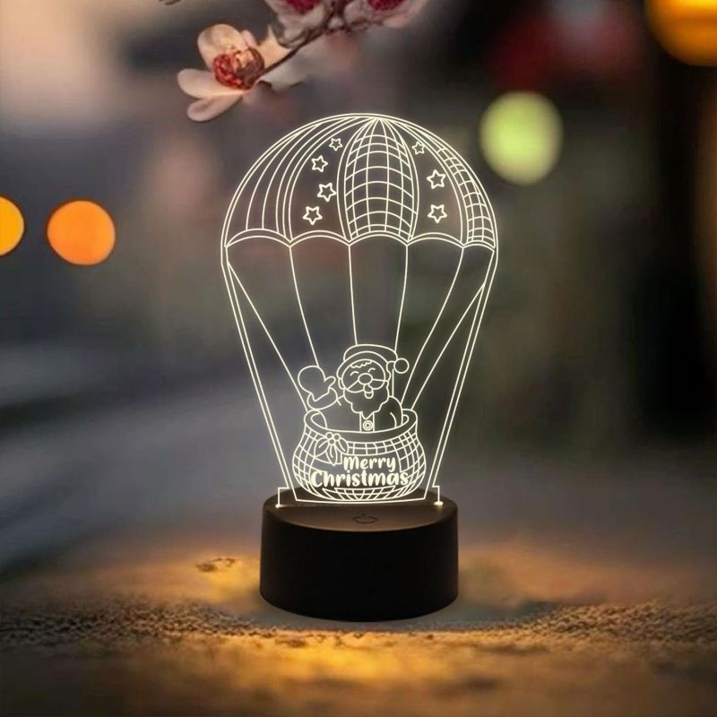 Santa Claus 3D Illusion Lamp for Kids Boys Girls Gift | Bedside Desk Table Lamp | Gift for Christmas