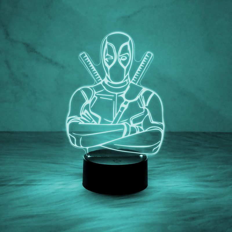 3D Illusion Marvel Hero Deadpool852 Acrylic Desk Table Night Lamp |Multicolored Light)