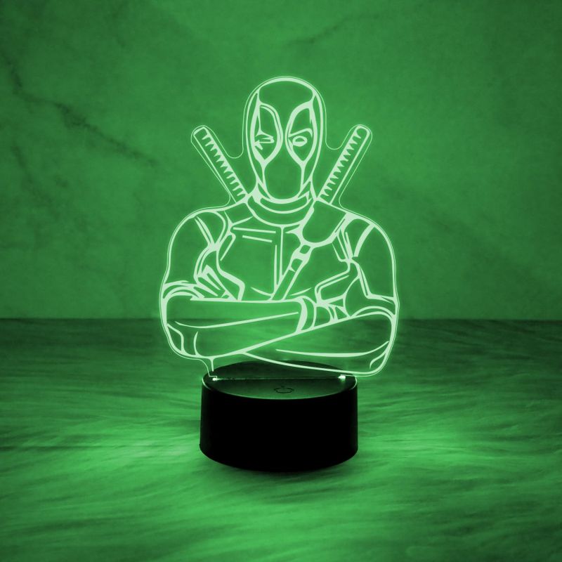 3D Illusion Marvel Hero Deadpool852 Acrylic Desk Table Night Lamp |Multicolored Light)