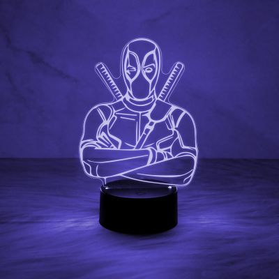 3D Illusion Marvel Hero Deadpool852 Acrylic Desk Table Night Lamp |Multicolored Light)