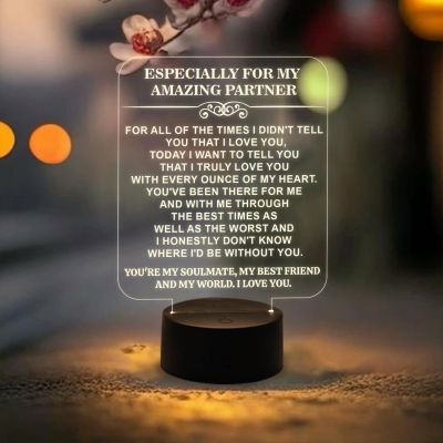 Gift for Partner Engraved Night Lamp with Warm White Light & on/Off Touch Button