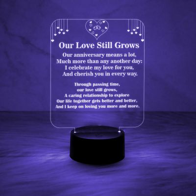 Engraved Night Lamp Gift for Anniversary | Automatic Color Changing Light with On/Off Touch Button