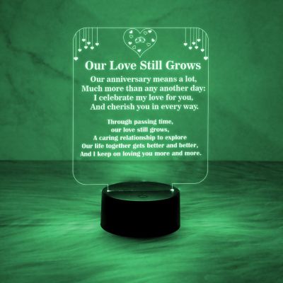 Engraved Night Lamp Gift for Anniversary | Automatic Color Changing Light with On/Off Touch Button