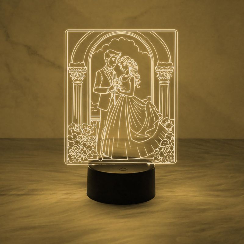 3D Illusion Couple Night Lamp Gift for Wife 7 Color Changing Light