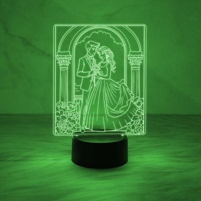 3D Illusion Couple Night Lamp Gift for Wife 7 Color Changing Light