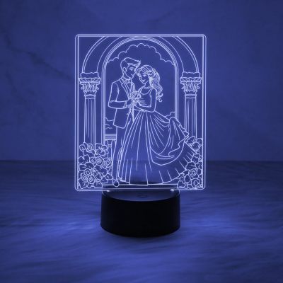 3D Illusion Couple Night Lamp Gift for Wife 7 Color Changing Light