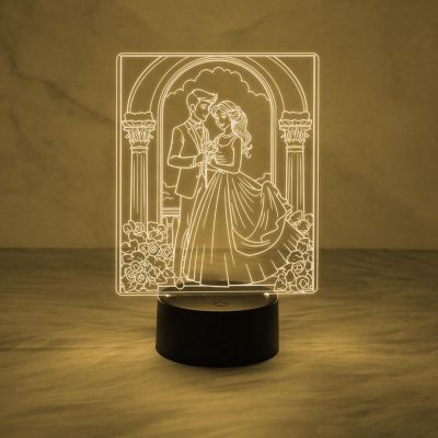 3D Illusion Couple Night Lamp Gift for Wife 7 Color Changing Light