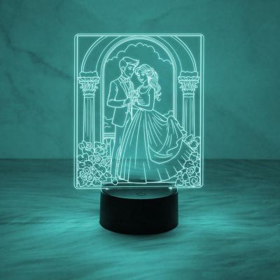 3D Illusion Couple Night Lamp Gift for Wife 7 Color Changing Light