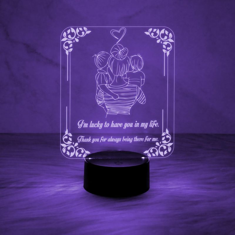 Acrylic Engraved Night Lamp with Automatic Color Changing Light & On/Off Touch Button