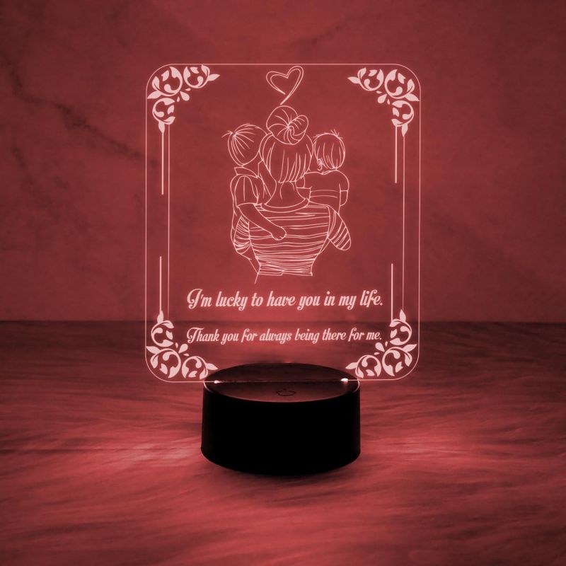 Acrylic Engraved Night Lamp with Automatic Color Changing Light & On/Off Touch Button