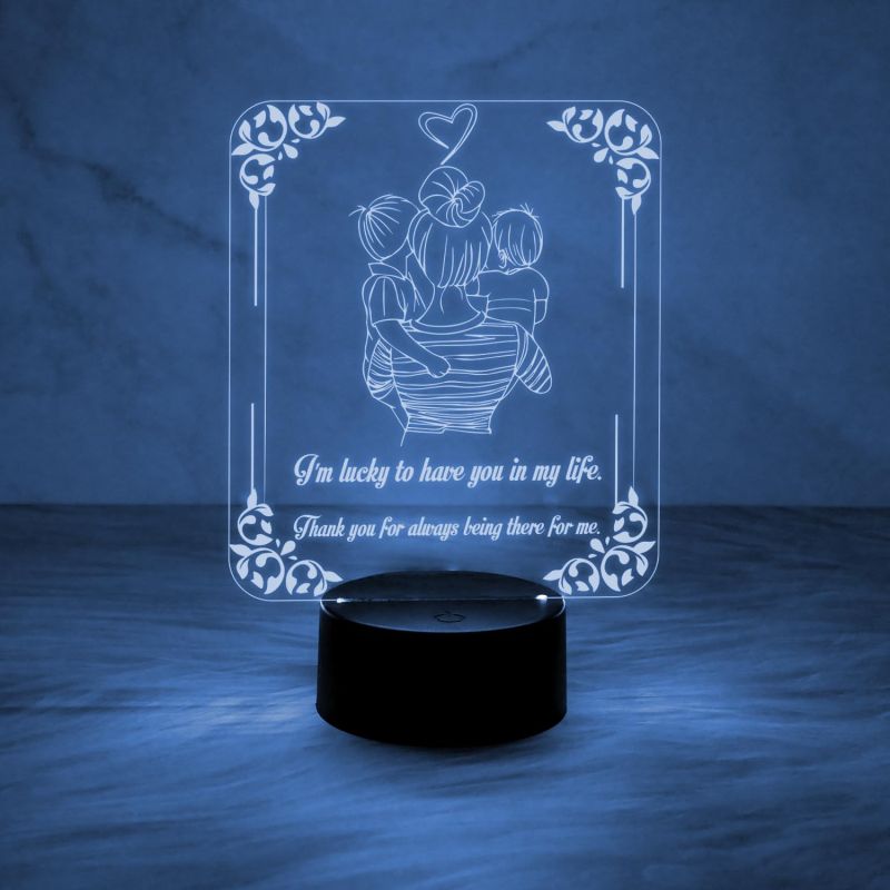Acrylic Engraved Night Lamp with Automatic Color Changing Light & On/Off Touch Button
