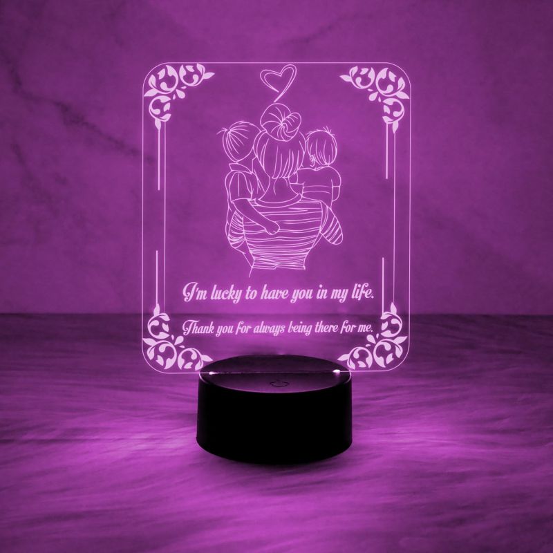 Acrylic Engraved Night Lamp with Automatic Color Changing Light & On/Off Touch Button