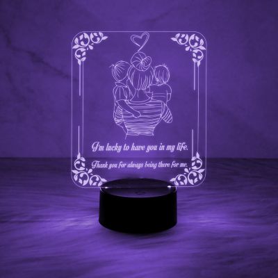 Acrylic Engraved Night Lamp with Automatic Color Changing Light & On/Off Touch Button