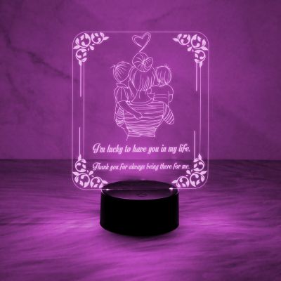 Acrylic Engraved Night Lamp with Automatic Color Changing Light & On/Off Touch Button