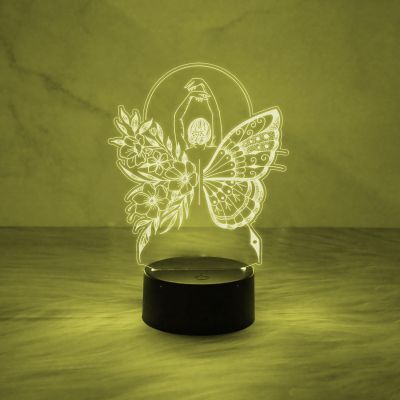 Beautiful Butterfly Girl Fairy Shape 3D Illusion Acrylic Desk Table Lamp 7 Colors Automatic Color Change Light