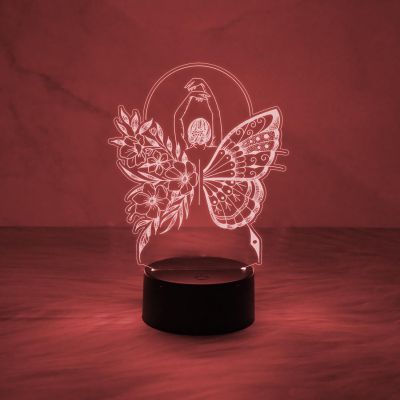 Beautiful Butterfly Girl Fairy Shape 3D Illusion Acrylic Desk Table Lamp 7 Colors Automatic Color Change Light