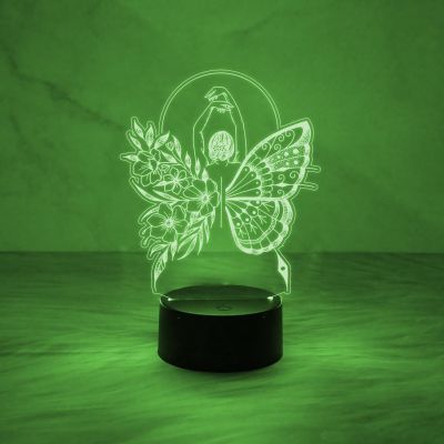 Beautiful Butterfly Girl Fairy Shape 3D Illusion Acrylic Desk Table Lamp 7 Colors Automatic Color Change Light