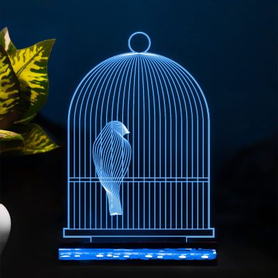 3D Illusion Bird cage Acrylic Night lamp for Home Decoration Light 16 Color Changing Light with Remote Control