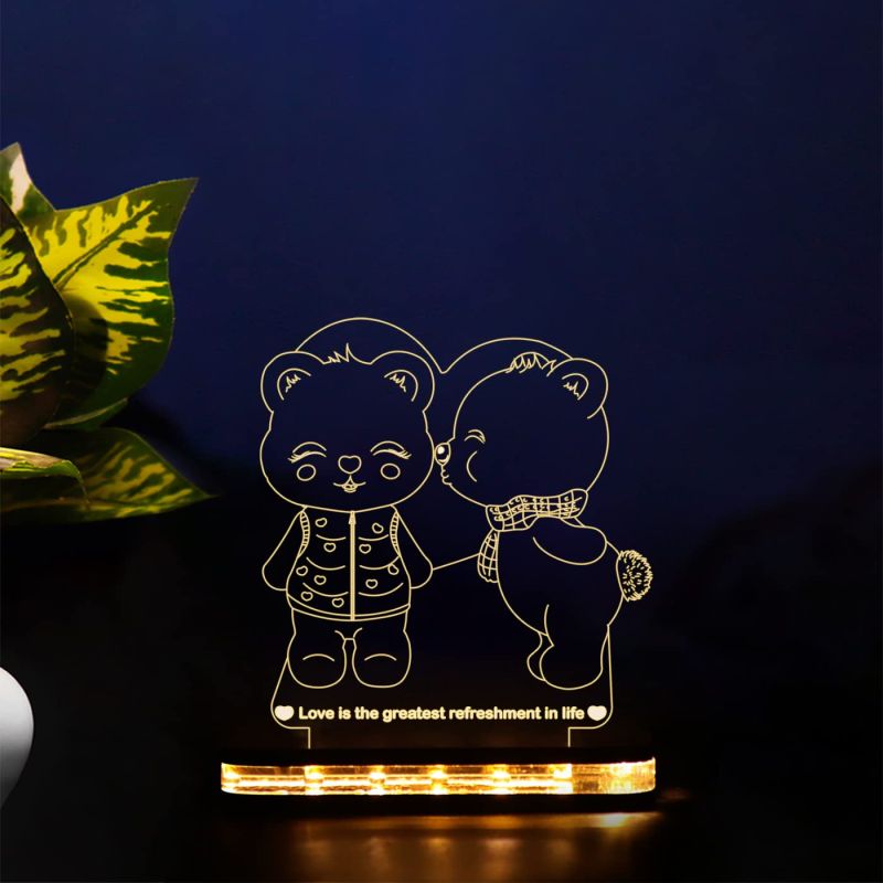 Cute Teddy lamp Acrylic Led Light Gift for Loveable Person Warm White Light